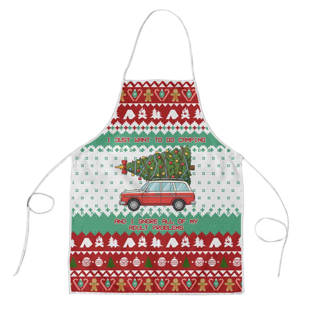 I Just Want To Camping Christmas Apron Xmas Holiday Patterns - Wonder Print Shop