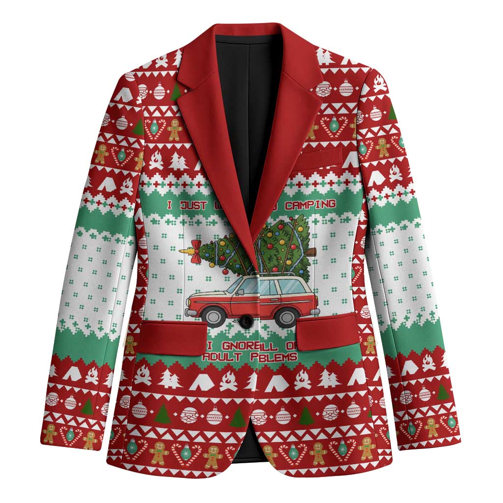 I Just Want To Camping Christmas Blazer Xmas Holiday Patterns - Wonder Print Shop