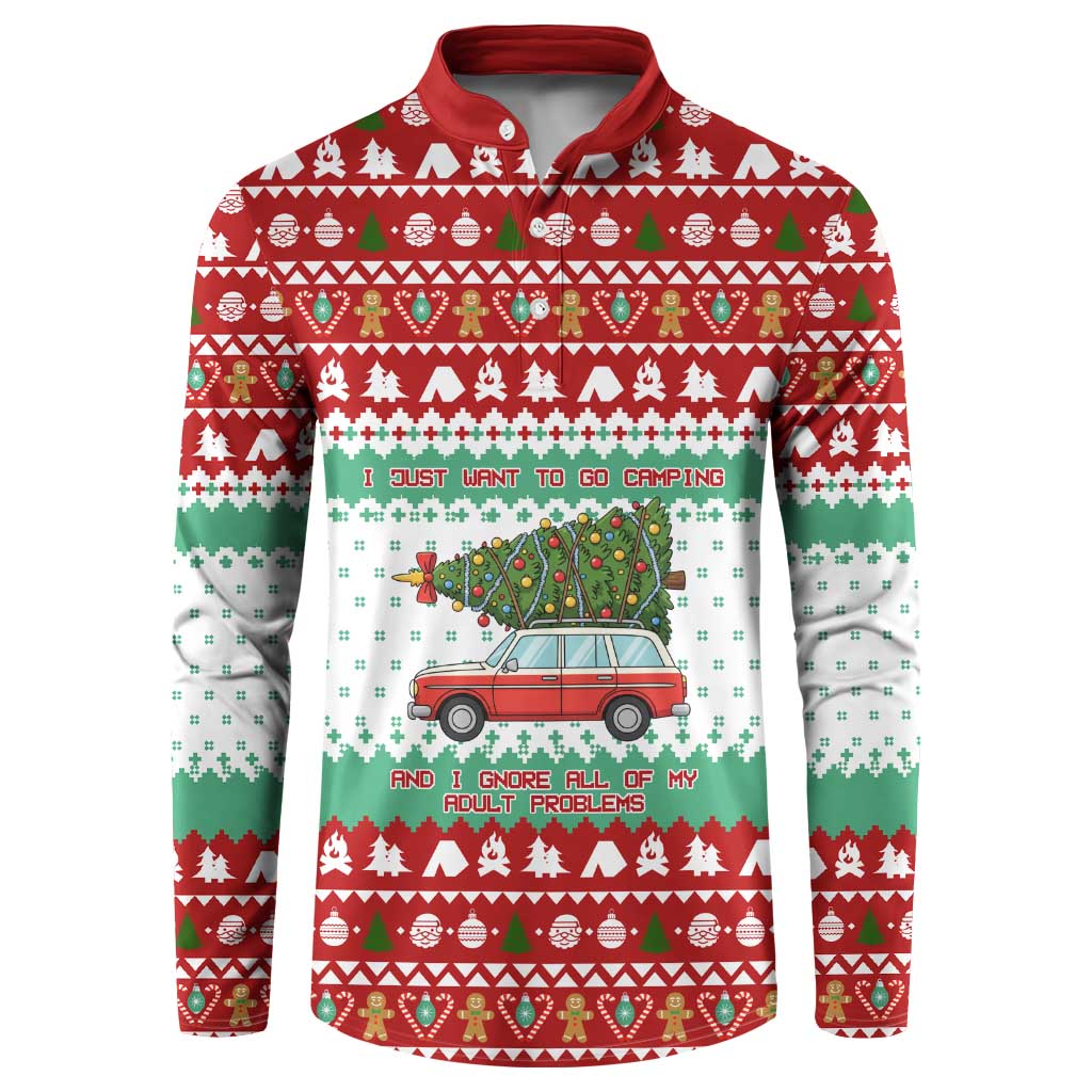 I Just Want To Camping Christmas Button Sweatshirt Xmas Holiday Patterns - Wonder Print Shop