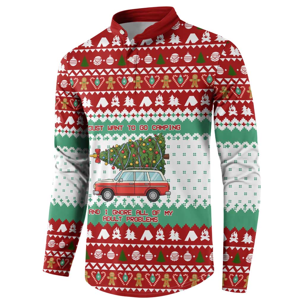 I Just Want To Camping Christmas Button Sweatshirt Xmas Holiday Patterns - Wonder Print Shop