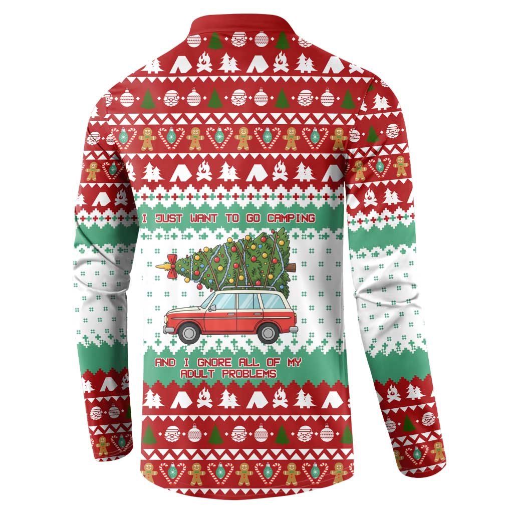 I Just Want To Camping Christmas Button Sweatshirt Xmas Holiday Patterns - Wonder Print Shop