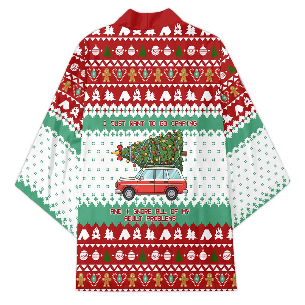 I Just Want To Camping Christmas Kimono Xmas Holiday Patterns - Wonder Print Shop