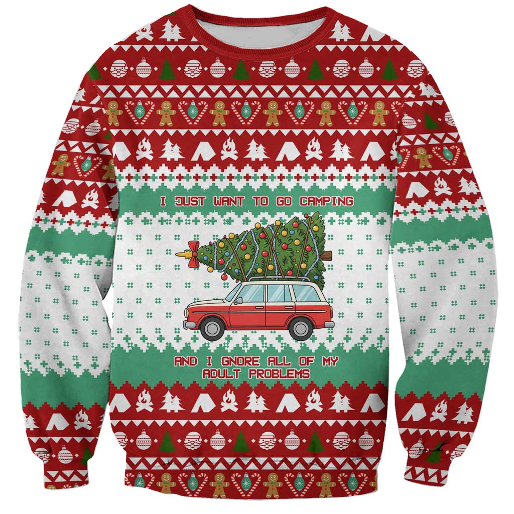 I Just Want To Camping Christmas Sweatshirt Xmas Holiday Patterns - Wonder Print Shop