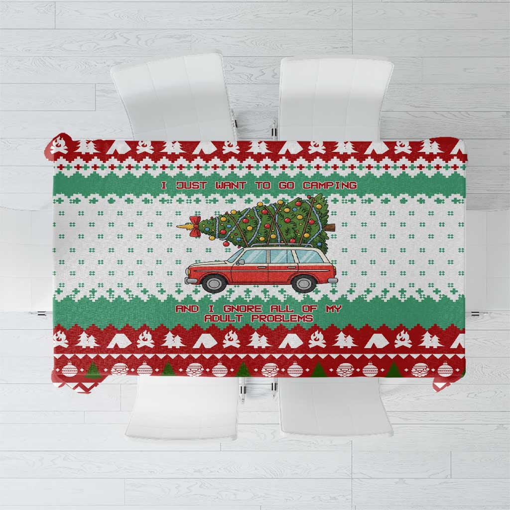 I Just Want To Camping Christmas Tablecloth Xmas Holiday Patterns - Wonder Print Shop