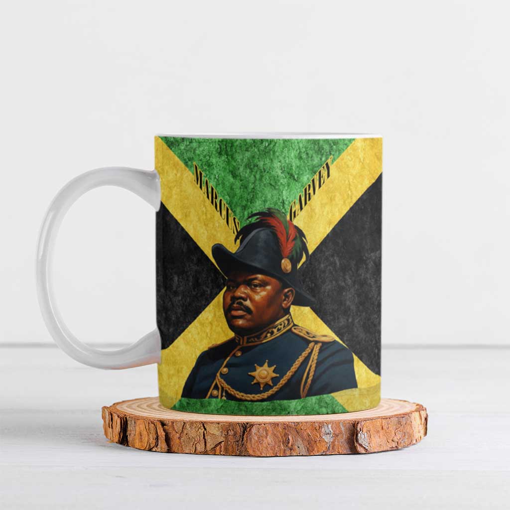 Marcus Garvey Ceramic Mug Jamaican Flag Theme African Fist Civil Rights Symbol Pan African Tribute Design - Wonder Print Shop