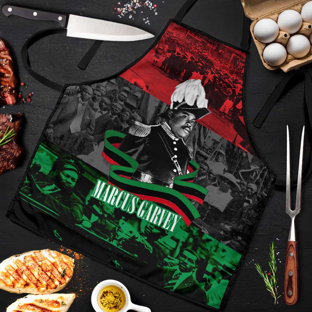 Marcus Garvey Apron Collage Design Progress Is the Attraction Quote Pan African Movement Tribute - Wonder Print Shop