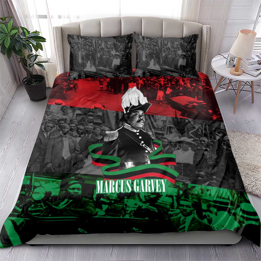 Marcus Garvey Bedding Set Collage Design Progress Is the Attraction Quote Pan African Movement Tribute - Wonder Print Shop