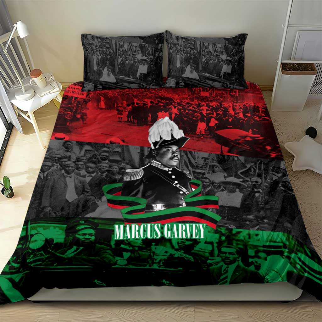 Marcus Garvey Bedding Set Collage Design Progress Is the Attraction Quote Pan African Movement Tribute - Wonder Print Shop