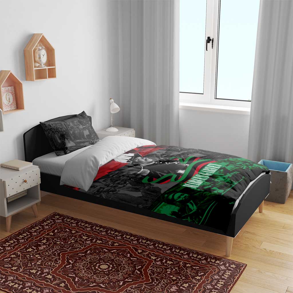 Marcus Garvey Bedding Set Collage Design Progress Is the Attraction Quote Pan African Movement Tribute - Wonder Print Shop