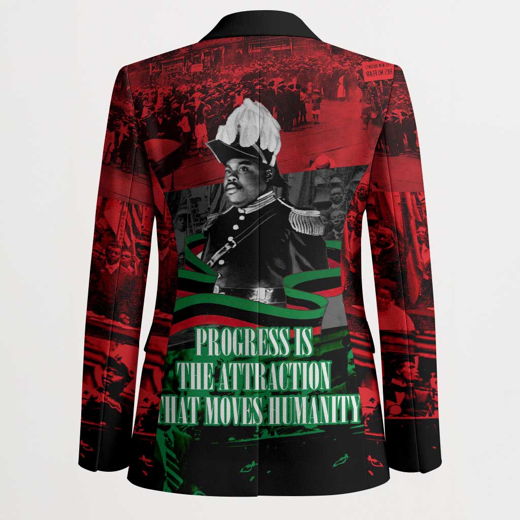 Marcus Garvey Blazer Collage Design Progress Is the Attraction Quote Pan African Movement Tribute - Wonder Print Shop