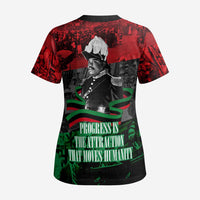 Marcus Garvey Scrub Top Collage Design Progress Is the Attraction Quote Pan African Movement Tribute - Wonder Print Shop