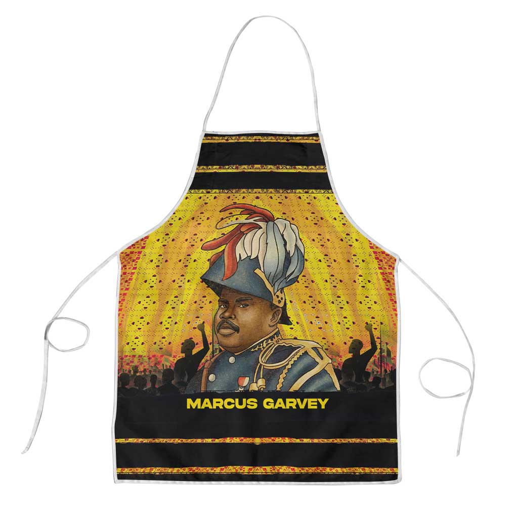 Marcus Garvey Apron Yellow African Pattern Design Pan African Flag Civil Rights Movement Tribute - Wonder Print Shop