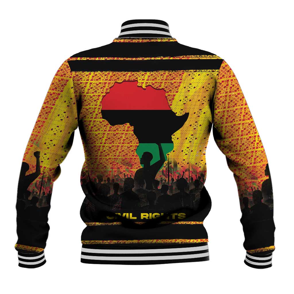 Marcus Garvey Baseball Jacket Yellow African Pattern Design Pan African Flag Civil Rights Movement Tribute - Wonder Print Shop