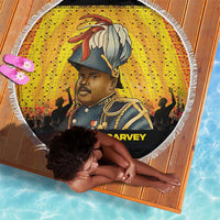 Marcus Garvey Beach Blanket Yellow African Pattern Design Pan African Flag Civil Rights Movement Tribute - Wonder Print Shop