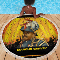 Marcus Garvey Beach Blanket Yellow African Pattern Design Pan African Flag Civil Rights Movement Tribute - Wonder Print Shop