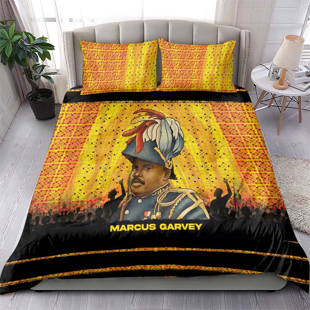 Marcus Garvey Bedding Set Yellow African Pattern Design Pan African Flag Civil Rights Movement Tribute - Wonder Print Shop