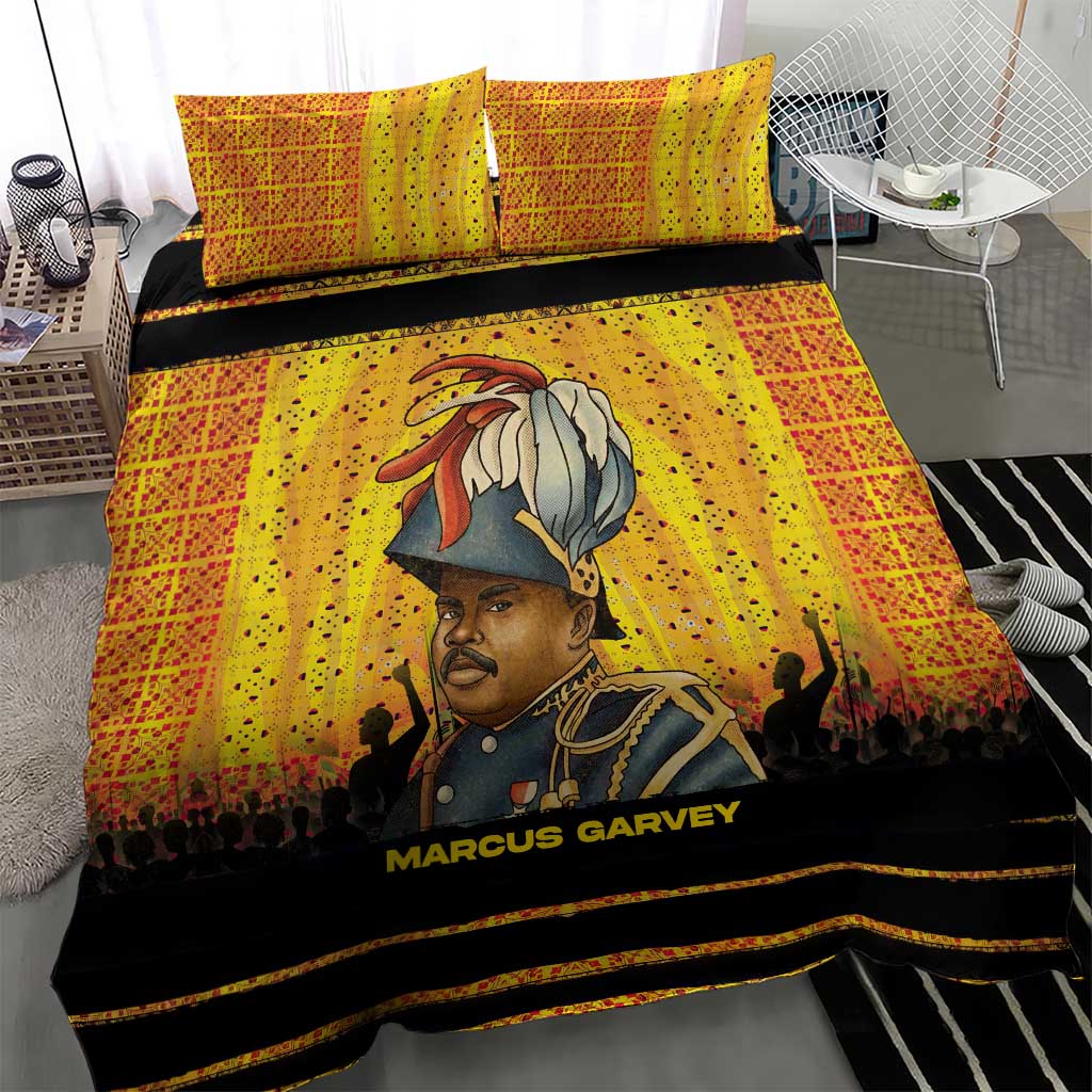 Marcus Garvey Bedding Set Yellow African Pattern Design Pan African Flag Civil Rights Movement Tribute - Wonder Print Shop