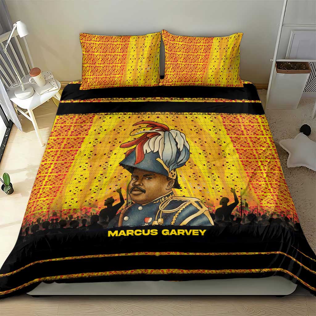 Marcus Garvey Bedding Set Yellow African Pattern Design Pan African Flag Civil Rights Movement Tribute - Wonder Print Shop