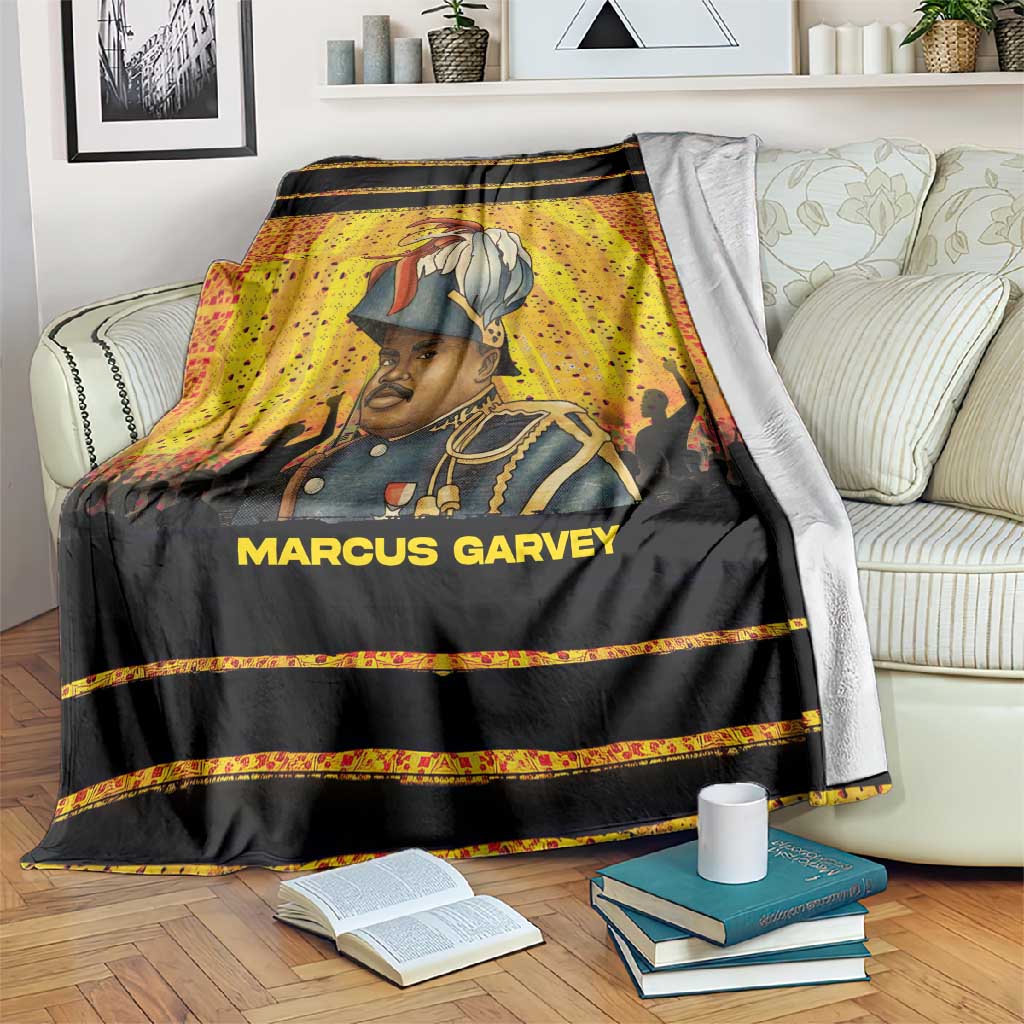 Marcus Garvey Blanket Yellow African Pattern Design Pan African Flag Civil Rights Movement Tribute - Wonder Print Shop