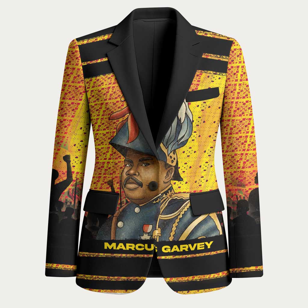 Marcus Garvey Blazer Yellow African Pattern Design Pan African Flag Civil Rights Movement Tribute - Wonder Print Shop