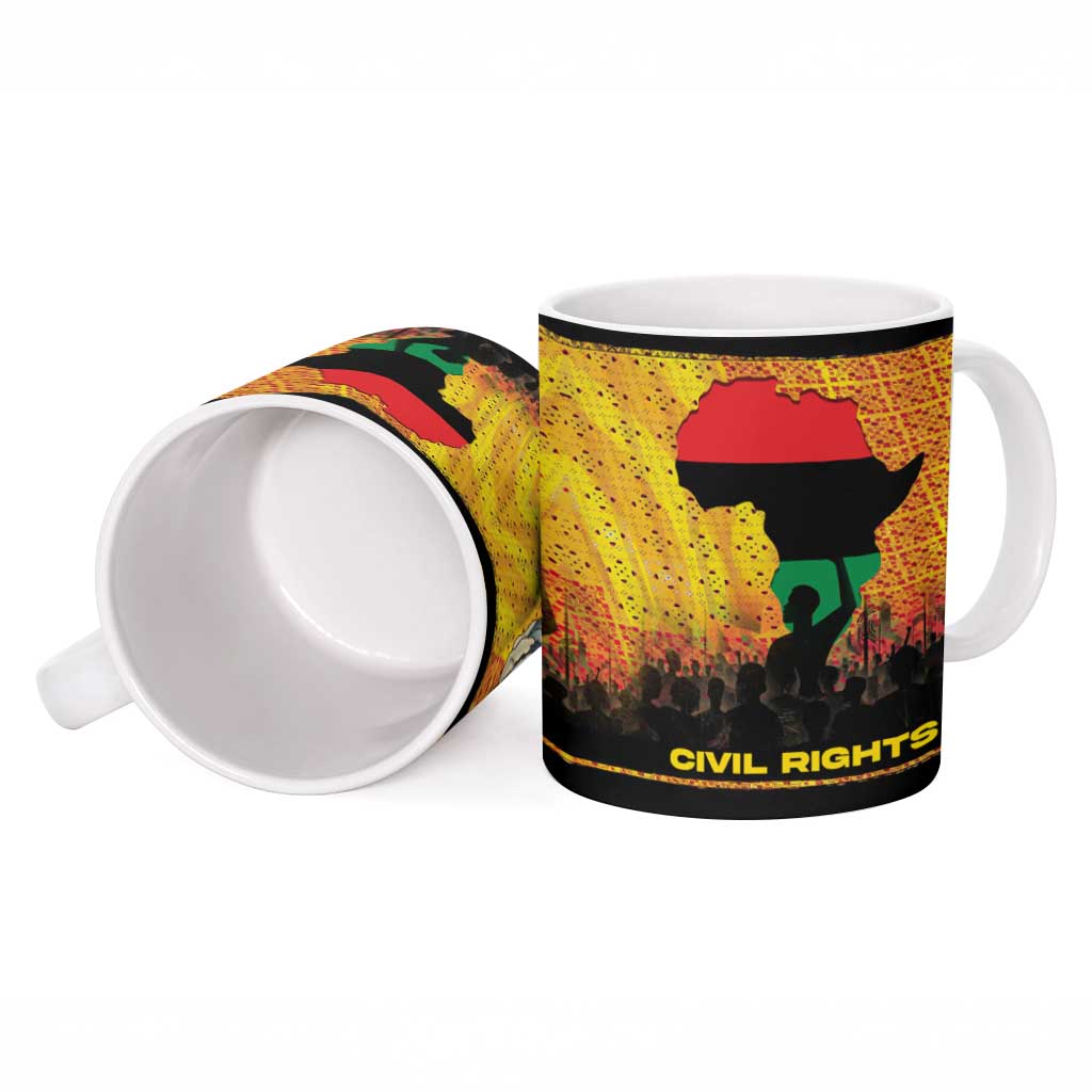 Marcus Garvey Ceramic Mug Yellow African Pattern Design Pan African Flag Civil Rights Movement Tribute - Wonder Print Shop