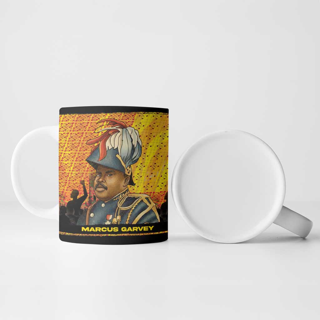Marcus Garvey Ceramic Mug Yellow African Pattern Design Pan African Flag Civil Rights Movement Tribute - Wonder Print Shop