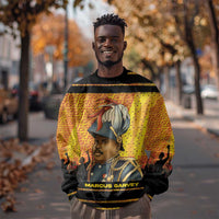 Marcus Garvey Sweatshirt Yellow African Pattern Design Pan African Flag Civil Rights Movement Tribute - Wonder Print Shop