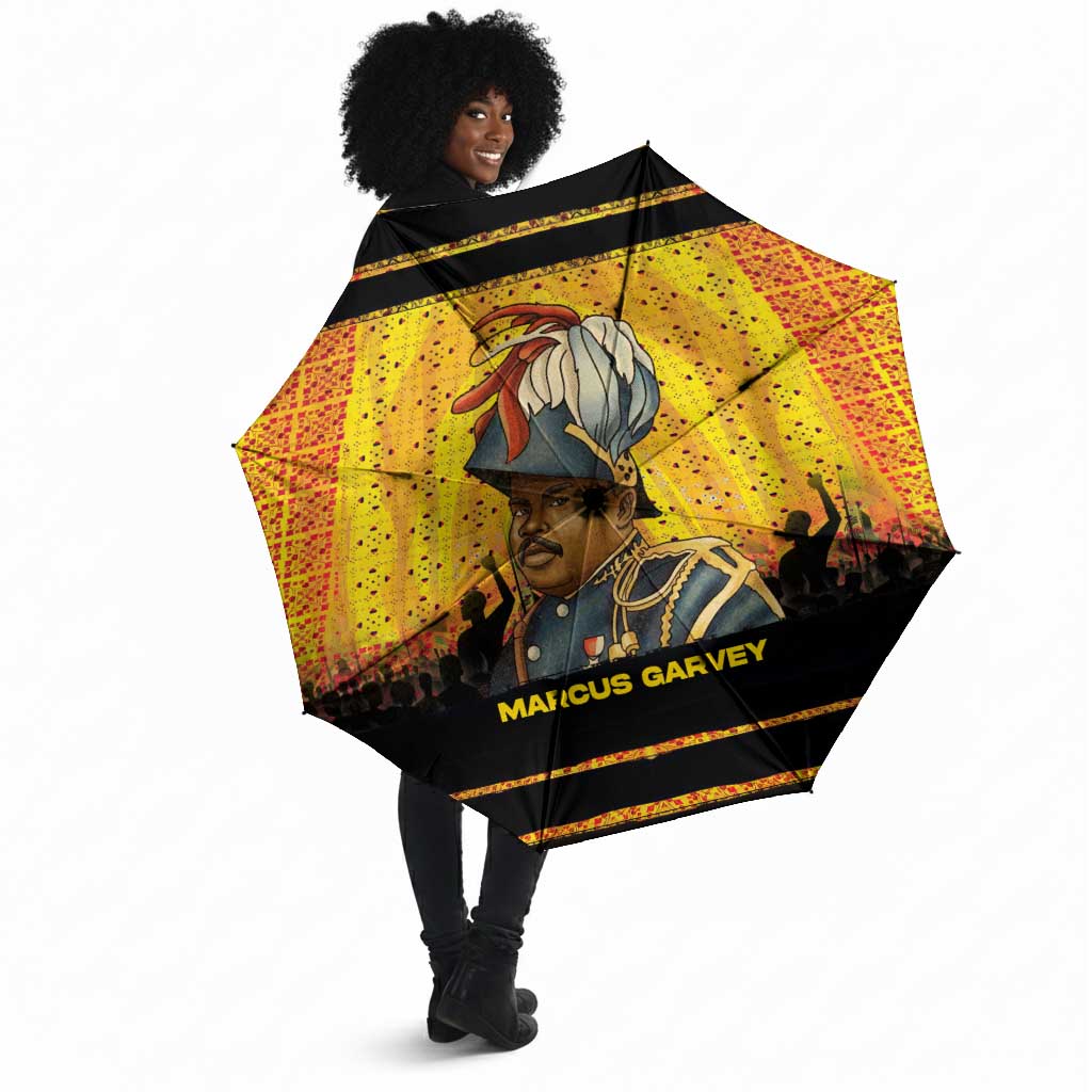 Marcus Garvey Umbrella Yellow African Pattern Design Pan African Flag Civil Rights Movement Tribute - Wonder Print Shop