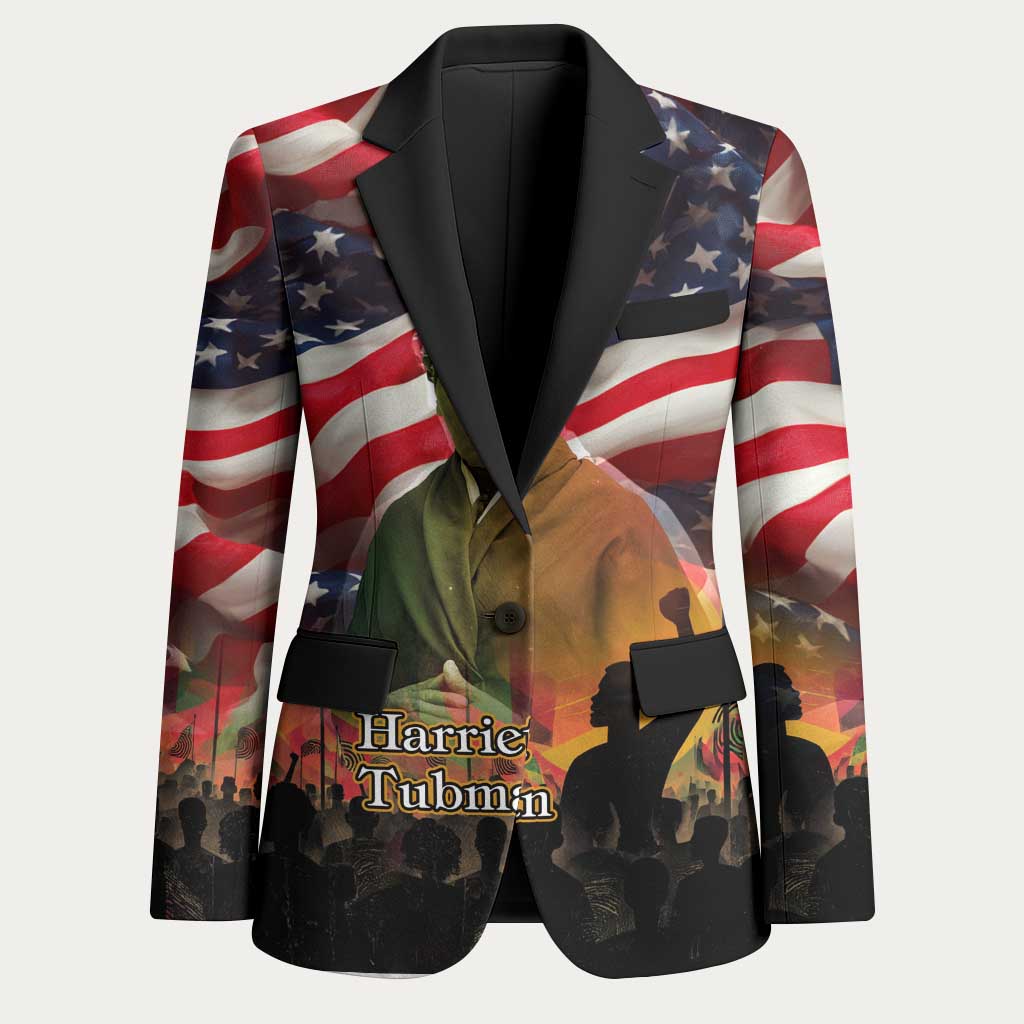 Harriet Tubman Blazer American Flag Background Underground Railroad Quote Powerful Civil Rights - Wonder Print Shop