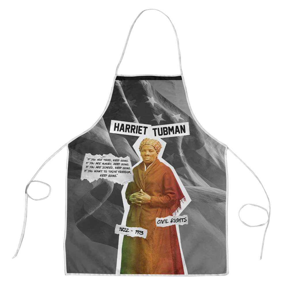 Harriet Tubman Apron American Flag Background Civil Rights Quote Keep Going Tribute Design - Wonder Print Shop