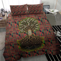 Black Heritage Tree Bedding Set African Root Black History Kente Pattern