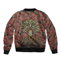 Black Heritage Tree Bomber Jacket African Root Black History Kente Pattern