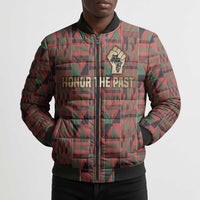 Black Heritage Tree Bomber Puffer Jacket African Root Black History Kente Pattern