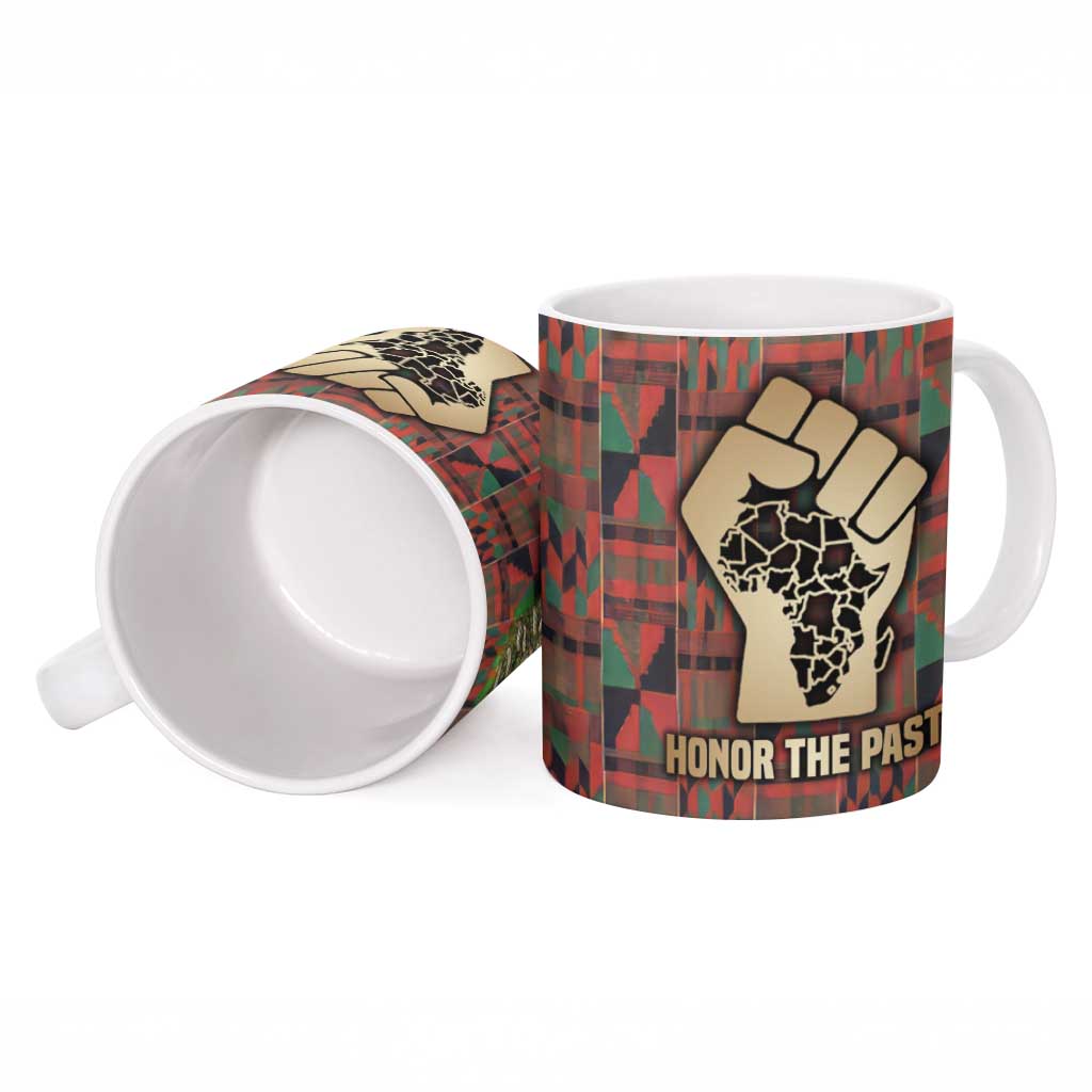 Black Heritage Tree Ceramic Mug African Root Black History Kente Pattern