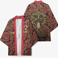Black Heritage Tree Kimono African Root Black History Kente Pattern