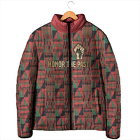 Black Heritage Tree Padded Jacket African Root Black History Kente Pattern