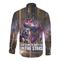Afrofuturism Legacy Beyond Long Sleeve Button Shirt African Astronaut Galaxy Mask