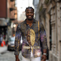 Afrofuturism Legacy Beyond Long Sleeve Button Shirt African Astronaut Galaxy Mask