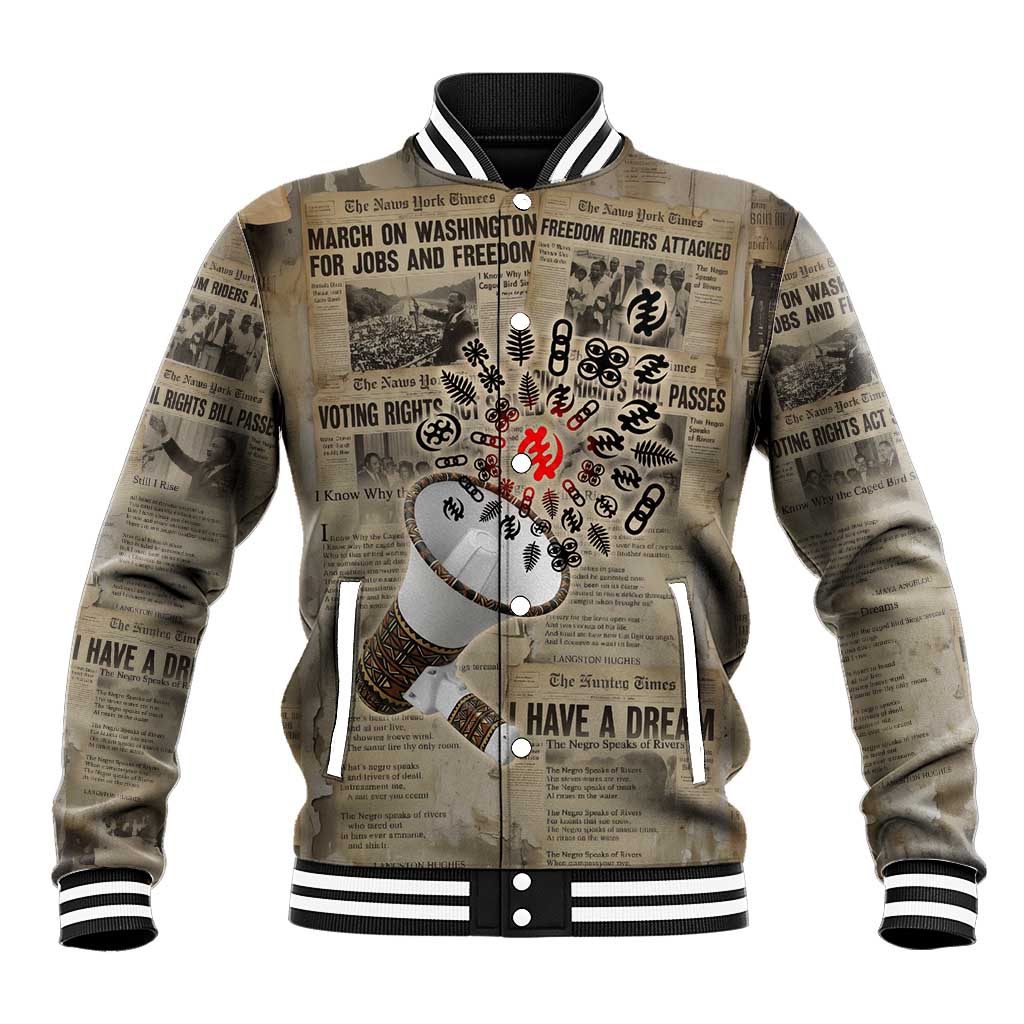 Louder Than Silence African Baseball Jacket Civil Rights News Megaphone