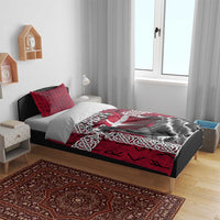 Denmark Viking Longship Bedding Set Norse Rune & Celtic Cross Danish Flag