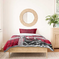 Denmark Viking Longship Bedding Set Norse Rune & Celtic Cross Danish Flag