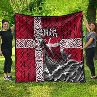 Denmark Viking Longship Quilt Norse Rune & Celtic Cross Danish Flag