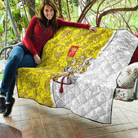 Vatican City Quilt Papal Keys & Tiara Emblem with Gold Baroque Pattern