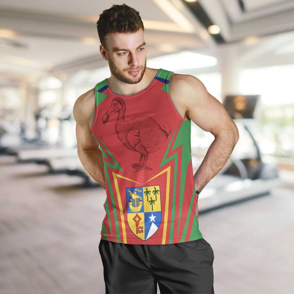 Mauritius Coat of Arms Men Tank Top National Emblem Blended with Traditional Patterns