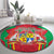 Mauritius Coat of Arms Round Carpet National Emblem Blended with Traditional Patterns