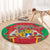 Mauritius Coat of Arms Round Carpet National Emblem Blended with Traditional Patterns