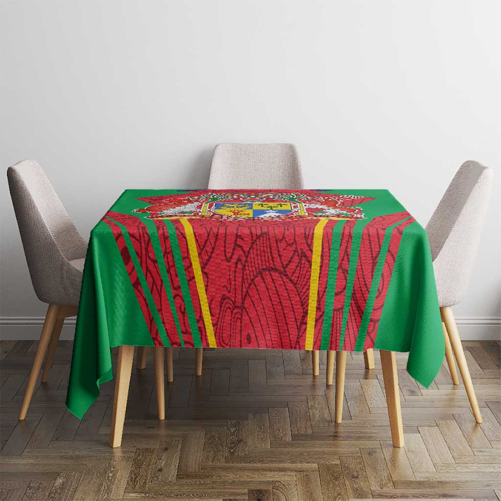 Mauritius Coat of Arms Tablecloth National Emblem Blended with Traditional Patterns