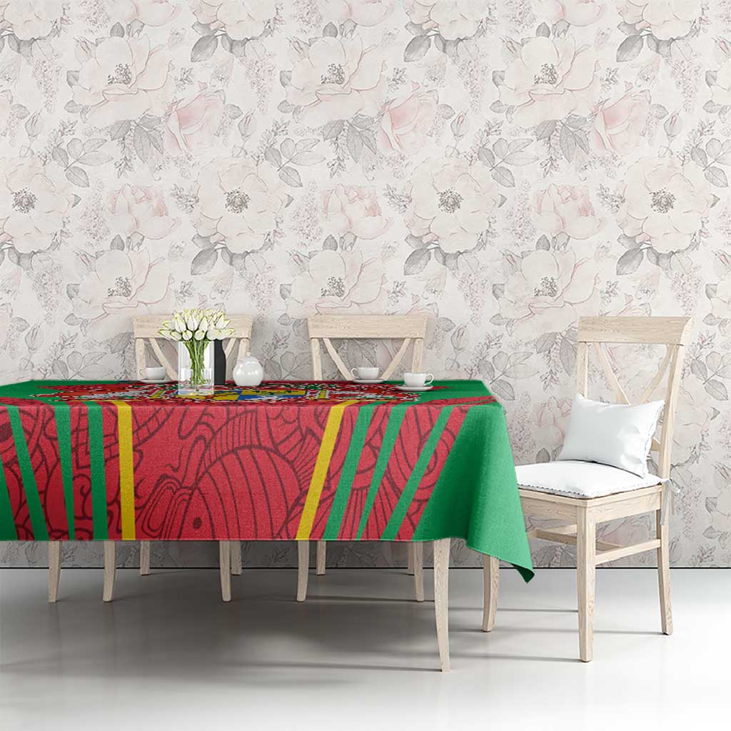 Mauritius Coat of Arms Tablecloth National Emblem Blended with Traditional Patterns
