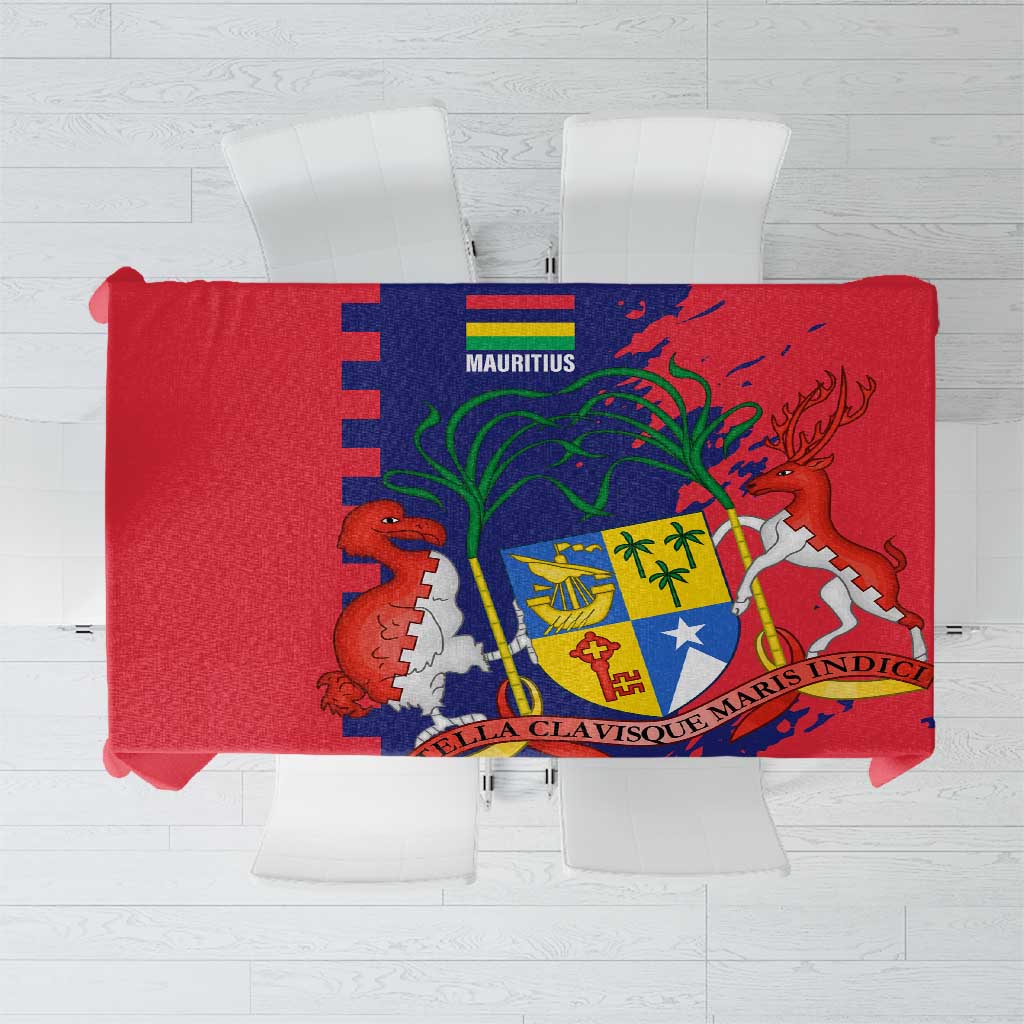 Mauritius Tablecloth National Emblem Integrated with Country's Shape – Symbolic Design