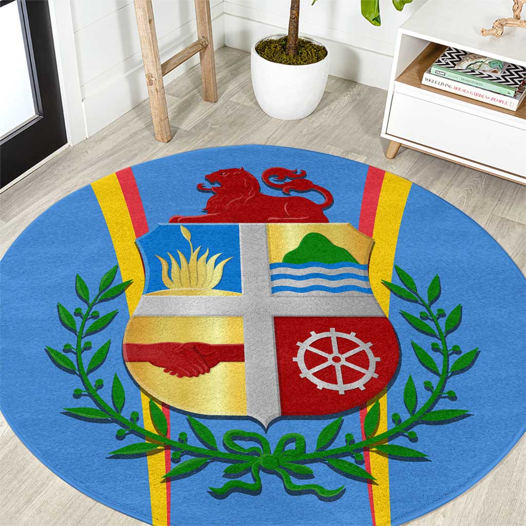 Aruba Round Carpet National Emblem Featuring the Lion Symbol - Majestic Design